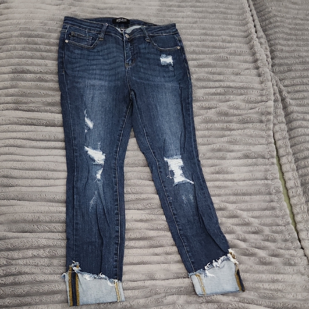 Judy Blue Dark Blue Distressed Skinny Jeans